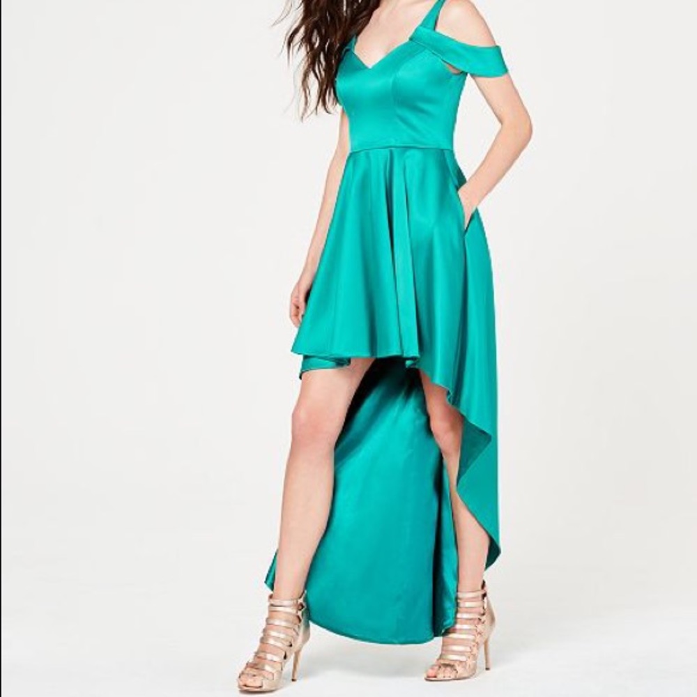 Cold shoulder high low gown